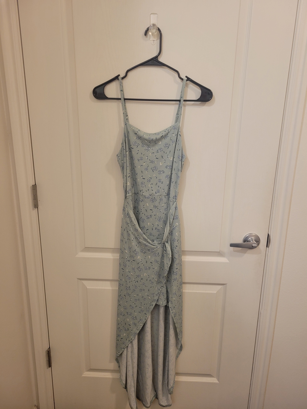 No Boundaries Light Blue Floral High-Low Slip Dress